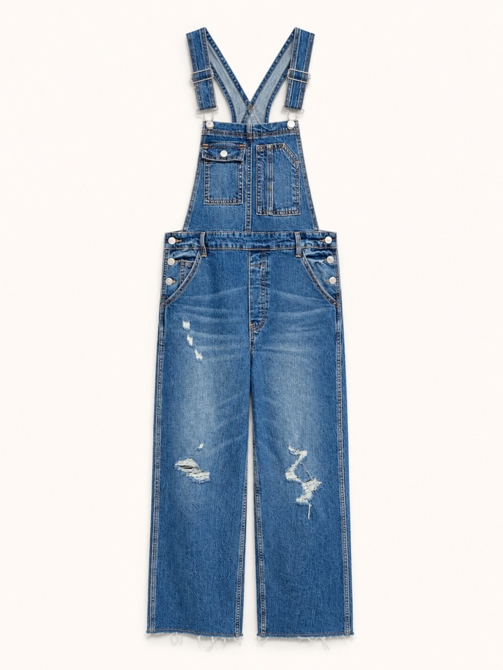 Pilcro Distressed Denim Overalls Straight Leg Carpenter Utility 27 - Picture 2 of 10